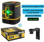 Nível A Laser Vonder 2 Linhas Verdes 20 Metros Bateria Lítio