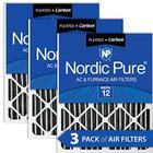 Nordic Pure 20x25x2 MERV 12 Plissado Mais Carbono AC Filtros de Ar forno 3 Pacote