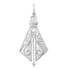 Nossa Senhora Aparecida Grande Medalha 3.4 Cm Ouro Branco 18k Pingente FDMAR-4Branco