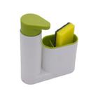Novo Organizador De Pia Com Dispenser Detergente Porta Esponja Cozinha Branco e Verde - Envio Imediato