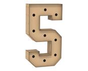 Número 5 Letra Caixa Grande Mdf 100Cm Altura Furo Iluminação