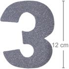 Numero EVA glitter 12cm prata 3