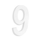Número Residencial 3D "9" Plástico ABS Branco Metalcromo