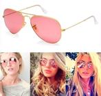Óculos De Sol Aviador 3025 3026 Feminino Dourado Rosa Espelhado Proteção UV400 Lente Cristal Oferta