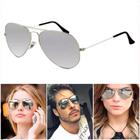 Óculos De Sol Aviador 3025 3026 Masculino Feminino Prata Espelhado Proteção UV400
