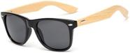 Óculos De Sol Bambu Madeira Masculino Feminino Quadrado Polarizado Proteção UV400