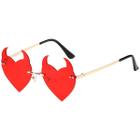 Óculos de sol BOJOD Devil Horns Heart Rimless para mulheres vermelhos