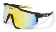 Óculos de sol ciclismo hupi stelvio preto e amarelo fosco