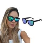 Óculos de Sol Clássico Doha Espelhado Azul Preto Leve Casual Esporte Polarizado UV400