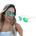 Óculos de Sol Clássico Transparente Lima Espelhado Verde Leve Casual Esporte Polarizado UV400