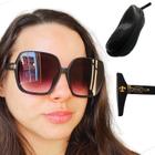 Oculos de Sol Feminino Escuro Quadrado Com Estojo + Lenço