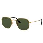 Óculos de Sol Feminino Ray-Ban Hexagonal Flat Lenses Dourado RB3548-NL 54mm