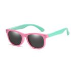 Óculos de Sol Flexível Infantil + Case Carrinho + Cordão Silicone Rosa e Verde Água