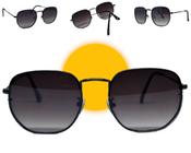 Óculos de sol hexagonal premium all black feminino e masculino unissex proteção uva uvb 400