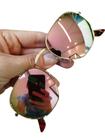 Óculos De Sol Hexagonal Rosa Espelhado Feminino Lentes De Cristal UV400 Moda Praia Verão