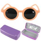 oculos de sol infantil rosa vintage retro proteção uv case menina presente casual social praia rosa