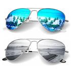 Óculos de sol KALIYADI Polarized Aviator Metal UV400 62 mm, pacote com 2 unidades