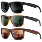 Óculos de sol KALIYADI Polarized UV400 Classic Matte Black, pacote com 3