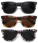 Óculos de Sol MEETSUN Retro Polarizados com Proteção UV - Pacote com 3