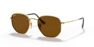 Óculos de Sol Ray Ban Hexagonal Metal RB3548 Ouro Lente Marrom Flat Polarizada 54