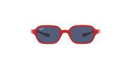 Óculos de Sol Ray-Ban Junior RJ9074S 709380 Vermelho On Emborrachado Lente Azul Escuro Tam 41