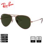 Óculos de Sol Ray-Ban Original Aviator Rose Gold Polido Ouro Verde Classic RB3025 920231 58