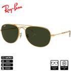 Óculos de Sol Ray-Ban Original Bain Bridge Ouro Polido Verde Clássico G-15 - RB3735 001/31 60-17