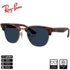 Óculos de Sol Ray-Ban Original Clubmaster Reverse Havana Listrado Polido Azul Escuro Clássico - RBR0504S 13983A 54-21