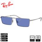 Óculos de Sol Ray-Ban Original Emy Bio-Based Prata Polido Azul Uniforme - RB3741 003/80 59-17