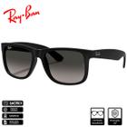 Óculos de Sol Ray-Ban Original Justin Classic Preto Fosco Cinza Escuro Degradê - RB4165L 601/8G 55