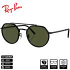 Óculos de Sol Ray-Ban Original RB3765 Armação Preto Polido Lentes Verde Clássico G-15 Polarizado - RB3765 002/58 53-22