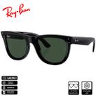 Óculos de Sol Ray-Ban Original Wayfarer Reverse Preto Polido Verde Clássico G-15 - RBR0502S 6677VR 50