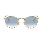 Óculos de Sol Ray-Ban Round Flat Dourado 0RB3447NL 001/3F53