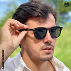 Óculos de Sol Unissex Quadrado Wayfarer Acetato Mackage - Preto Brilho