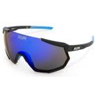 Óculos Esportivo Aspen Preto e Azul Fosco Lente Azul Espelhada