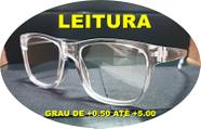 Óculos Premium Armação Acetato TR90 Transparente Para Leitura Descanso Quadrado Com Grau Pronto