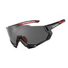 Óculos Preto/Vermelho com 5 Lentes UV400 Ciclismo Clip para Grau