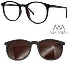 Oculos Redondo Alex Milan com 1 clipon Solar Polarizado