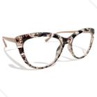 Óculos Sem Grau Armação Gatinho Diamante 3D Redondo Feminino Para Receituário Ou Uso estético