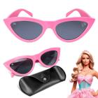 oculos sol barbie rosa infantil premium protecao + case