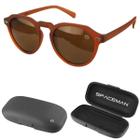 oculos sol casual verão proteção uv masculino vintage + case lentes pretas estiloso acetato marrom