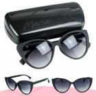 Óculos sol feminino emborrachado proteção UV gatinho + case preto original estiloso delicado moda