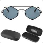 Oculos Sol Feminino Losango Marrom Metal Proteção Uv + Case Maria Casual Qualidade Premium Praia