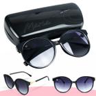 oculos sol feminino proteção uv preto vintage redondo + case estiloso exclusivo moda original