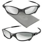 oculos sol masculino proteção uv lupa cinza metal + case polarizado casual cromado qualidade premium