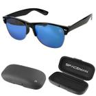 oculos sol masculino verão proteção uv sol + case lente azul qualidade premium preto vintage casual