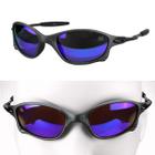 oculos sol preto lupa azul metal proteção uv original esportivo personalizavel estiloso aste metal