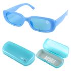 Oculos Sol Proteção UV Praia Feminino Social Vintage + Case acetato moda verão azul transparente