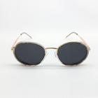 Óculos Solar Feminino Luxo Dourado Com Lente Azul Polarizada e Proteção UV JHV 140