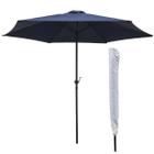 Ombrelone Central de Alumínio 2,70 metros com Manivela e Capa Azul Importway IWOBCC-270AZ